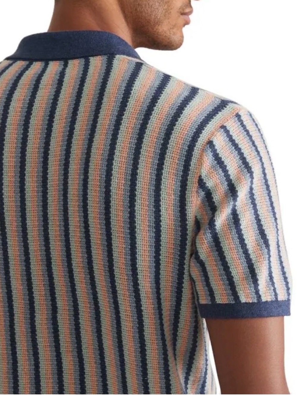 Marine Layer Mens Liam Sweater Knit Striped Polo sz medium - Picture 2 of 6